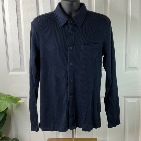 Slate & Stone Men’s Knit Long Sleeve Collar Button Up Shirt Size M - Picture 1 of 10